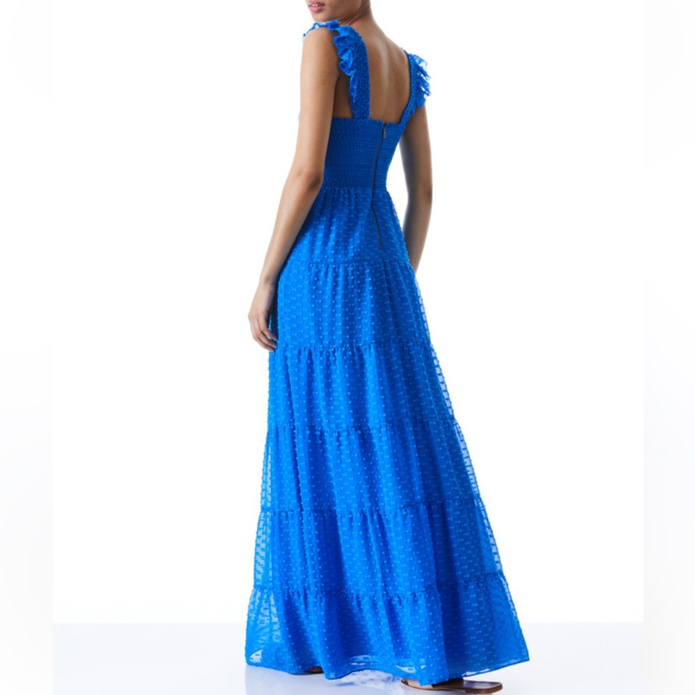 Alice + Olivia Electric Blue Swiss Dot Maxi Dress - Picture 4 of 16